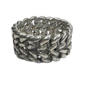 Men's Silver Tone Wide Rope Band , Size 7.5 ,  11 MM